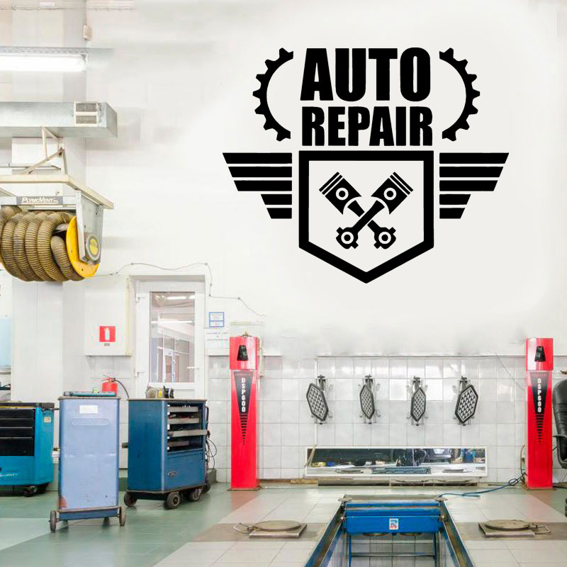Auto Repair Shop Logo - Oto Tamir Duvar Çıkartması Araba Servis